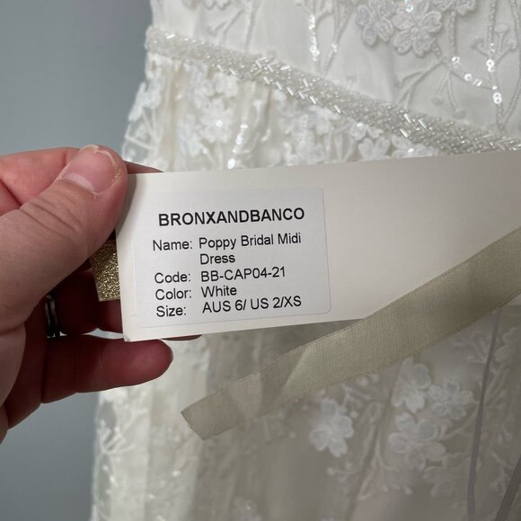 BRONX & BANCO White Poppy Bridal Midi Dress sz XS - Picture 6 of 11